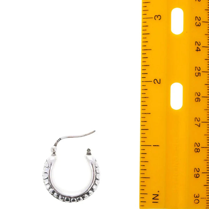 Sterling Silver Chunky Beaded Hoop Earrings