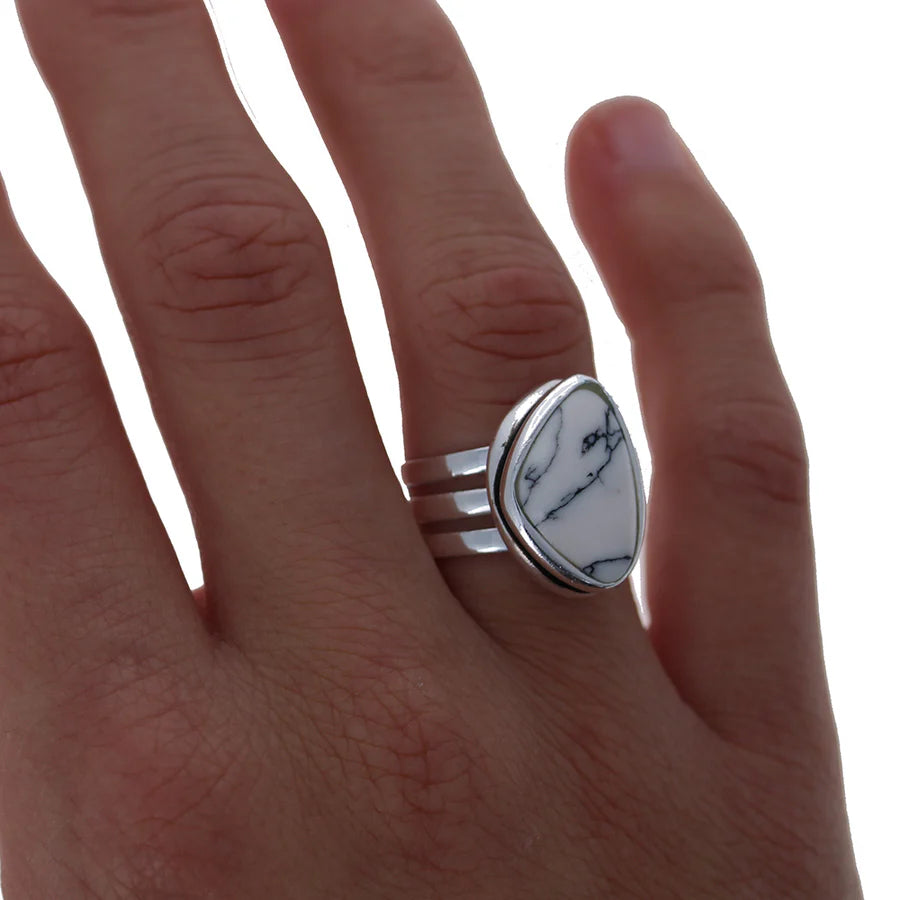 Modern White Turquoise Ring