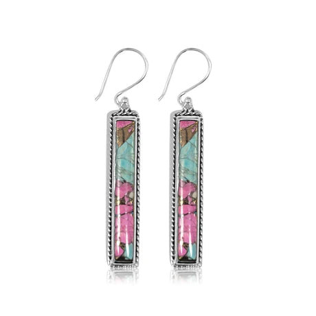 Cotton Candy Dahlia Sterling Dangle Earrings