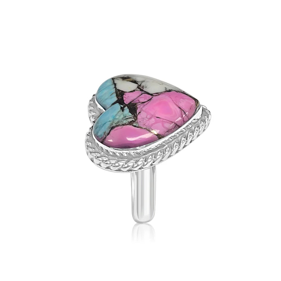 Sterling Silver Cotton Candy Dahlia Heart Ring