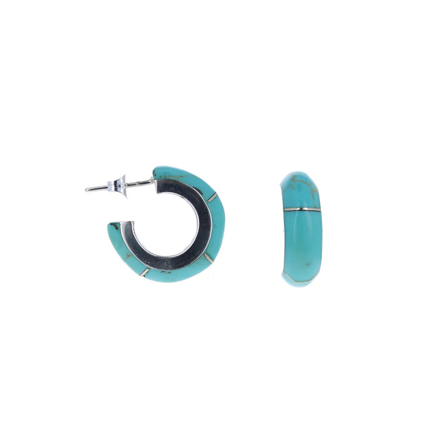 Sterling Silver Turquoise Howlite Hoop Earrings for Women
