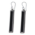 Sterling Silver Linear Onyx Drop Earrings