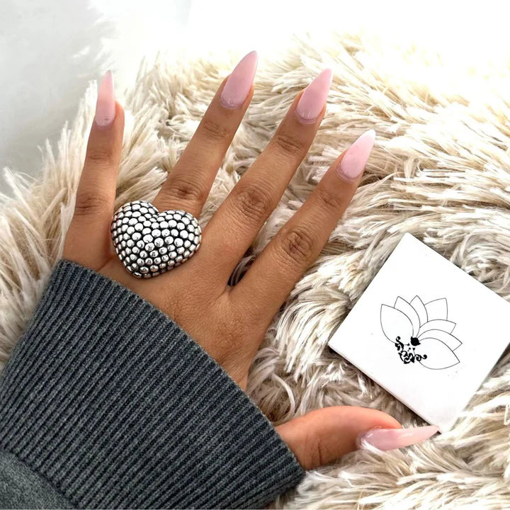 Sterling Silver Antiqued Puff Heart Ring for Women