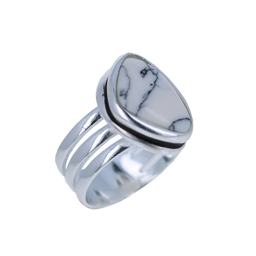 Modern White Turquoise Ring