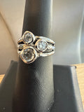Sterling Silver Bezel Set Triple Shank CZ Ring