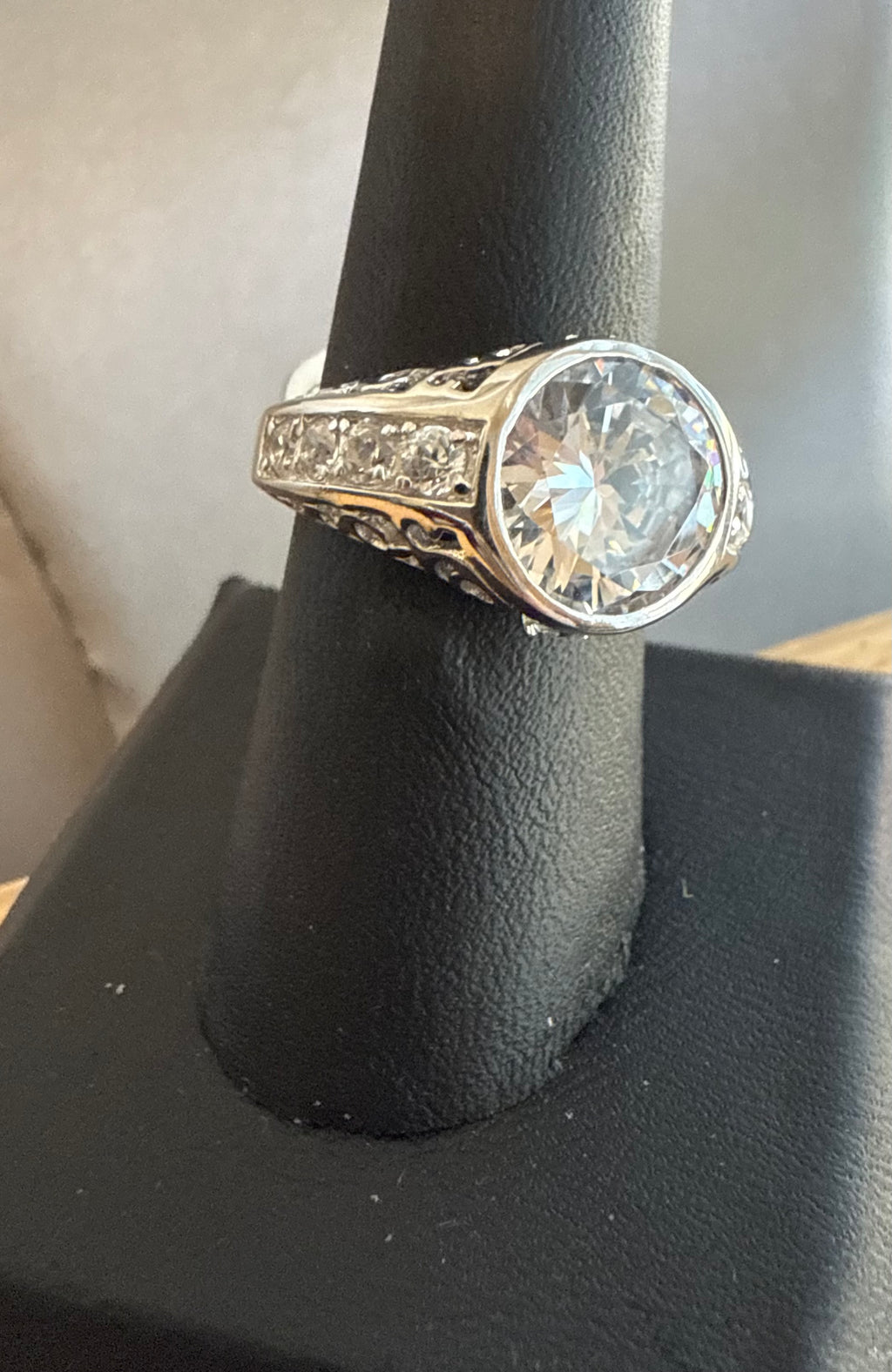 5 Carat CZ Sterling Silver Bezel Setting Ring
