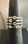 .5 Carat CZ Sterling Silver Rhodium Quadruple Shank Cushion Ring