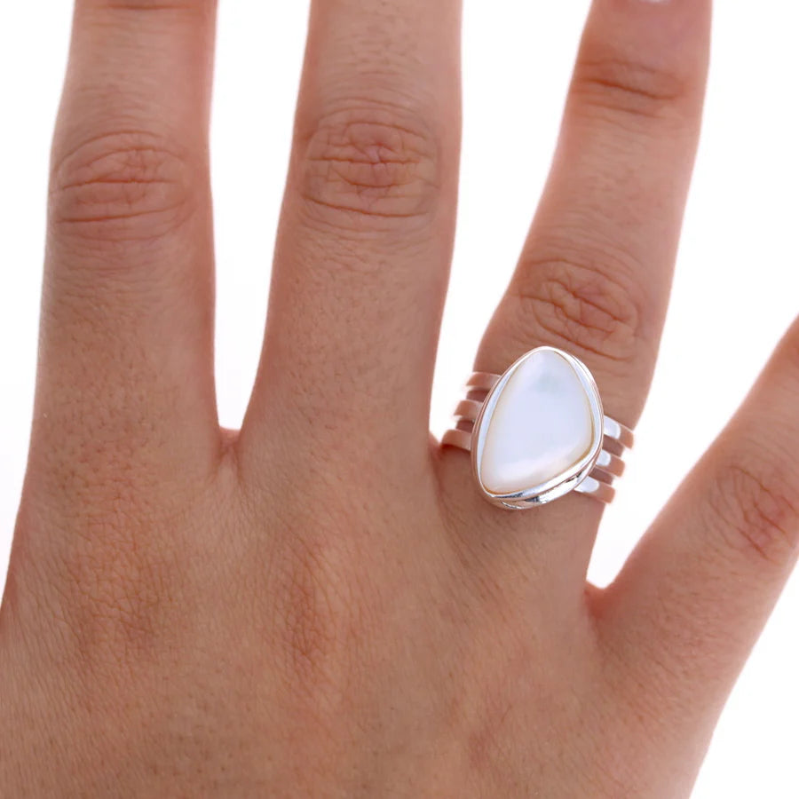 Free Form Cut Mother of Pearl Ring
