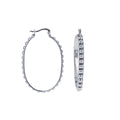 Sterling Silver Beaded Oval Hoop Earrings for Women