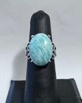 Sterling Silver Genuine Oval Amazonite Gemstone Ring