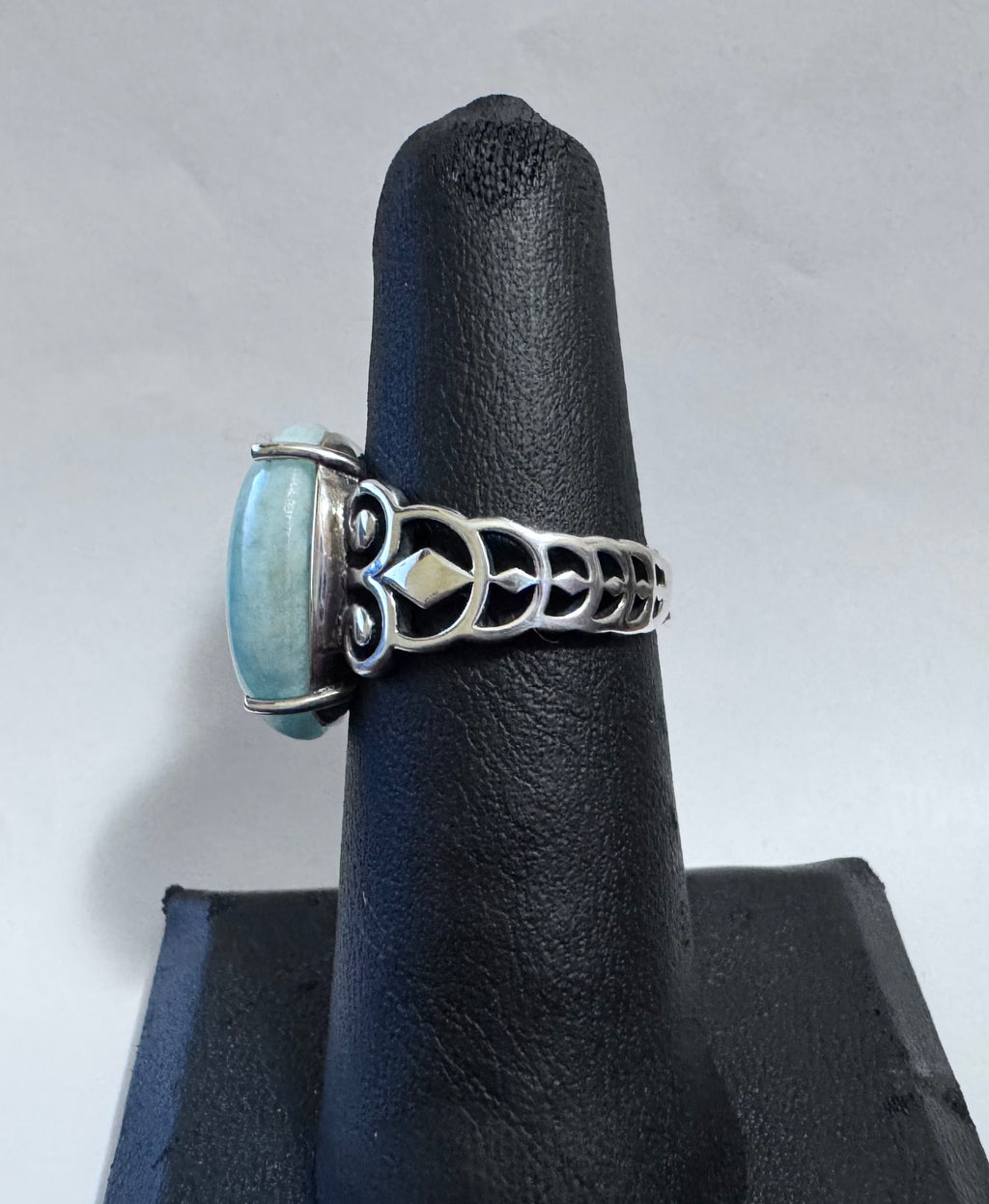 Sterling Silver Genuine Oval Amazonite Gemstone Ring