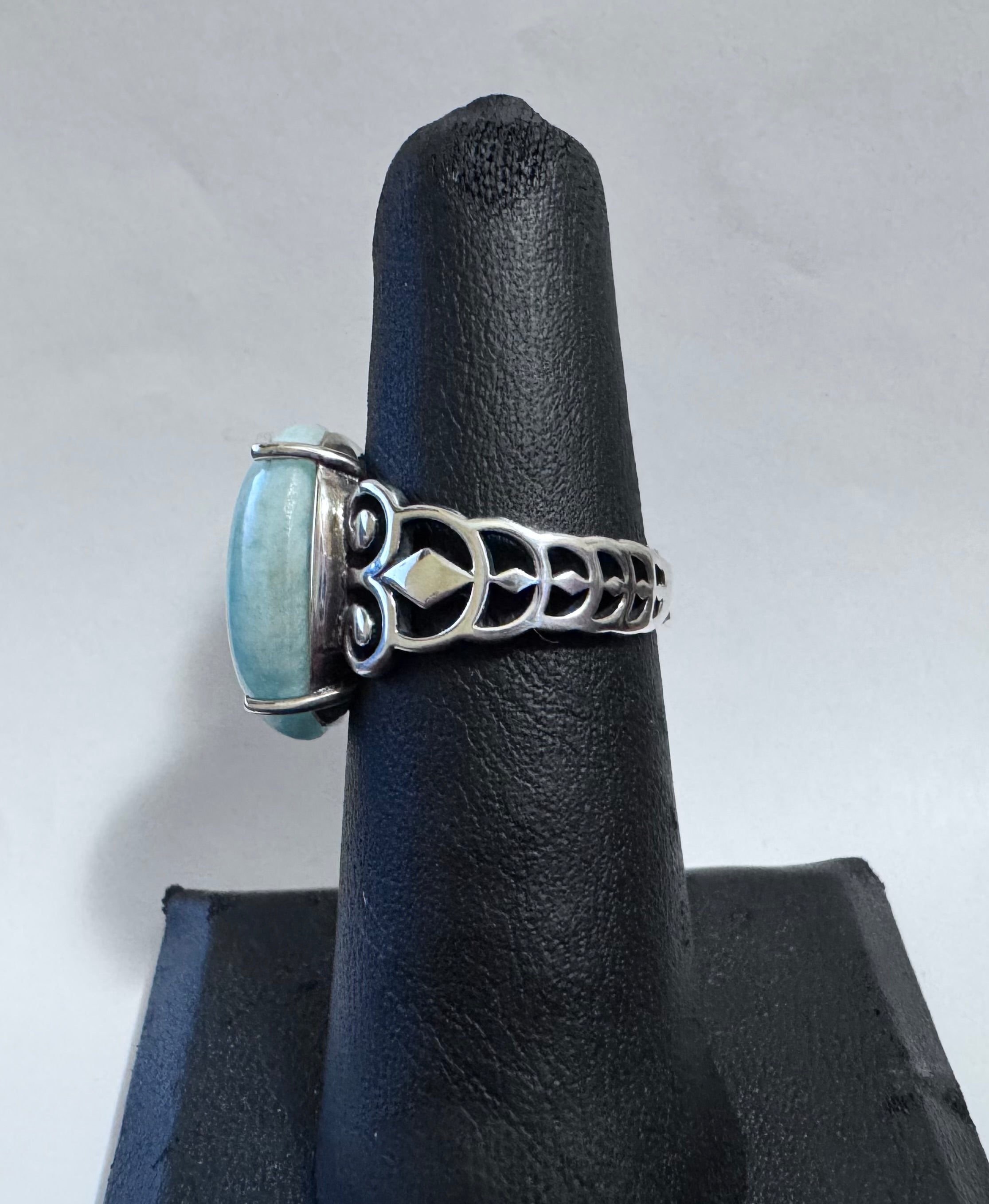 Sterling Silver Genuine Oval Amazonite Gemstone Ring