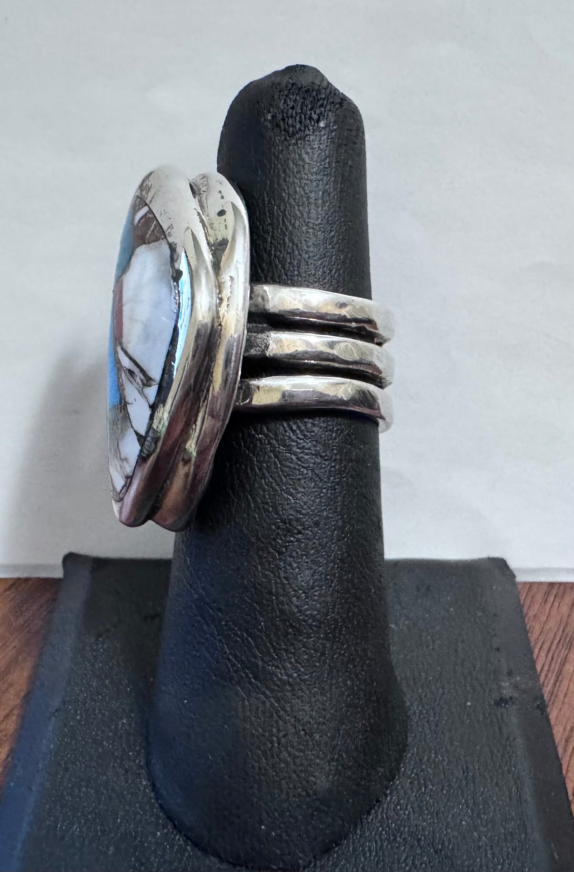 Sterling Silver Spiny Oyster Ring for Women - Blue