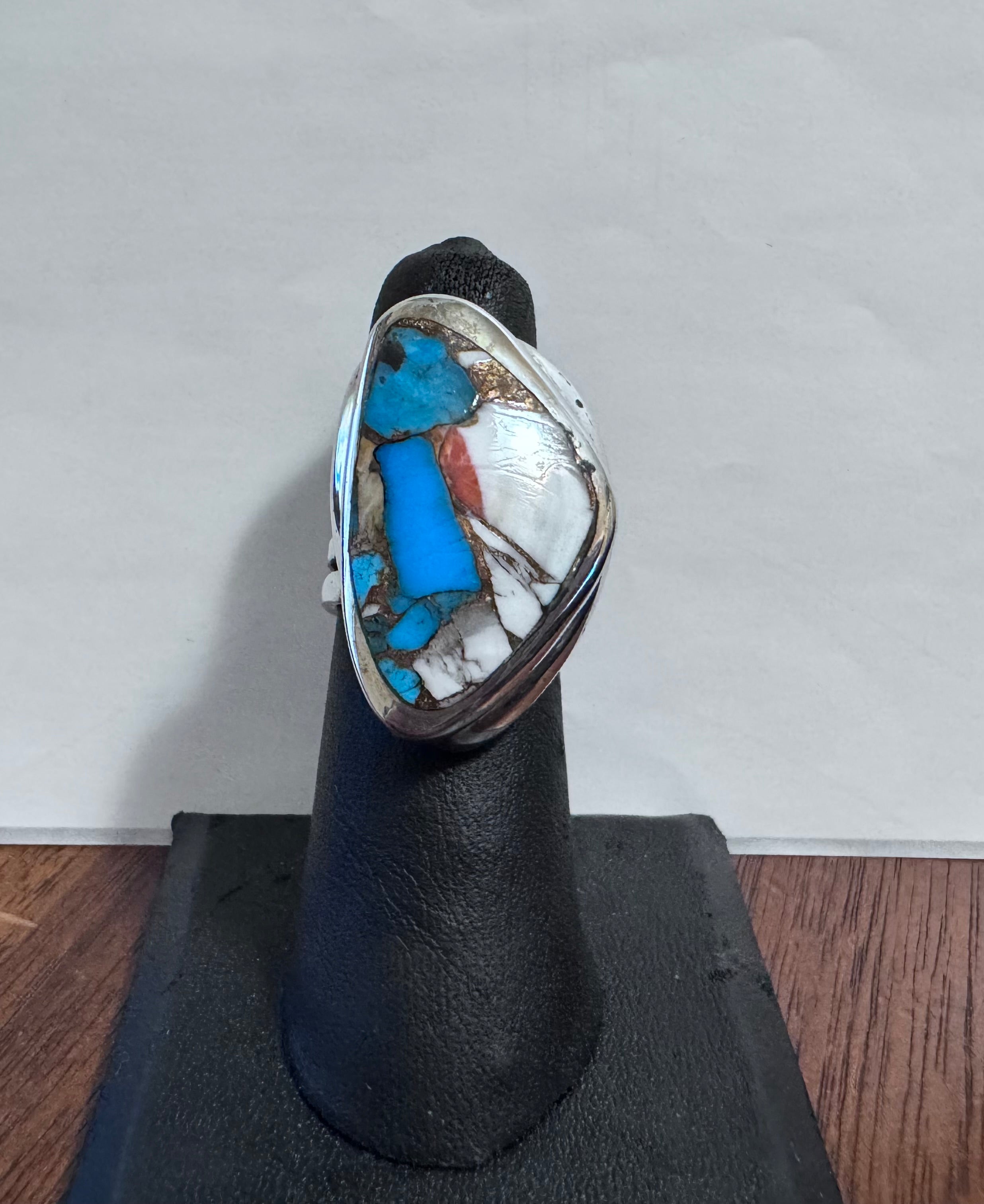 Sterling Silver Spiny Oyster Ring for Women - Blue