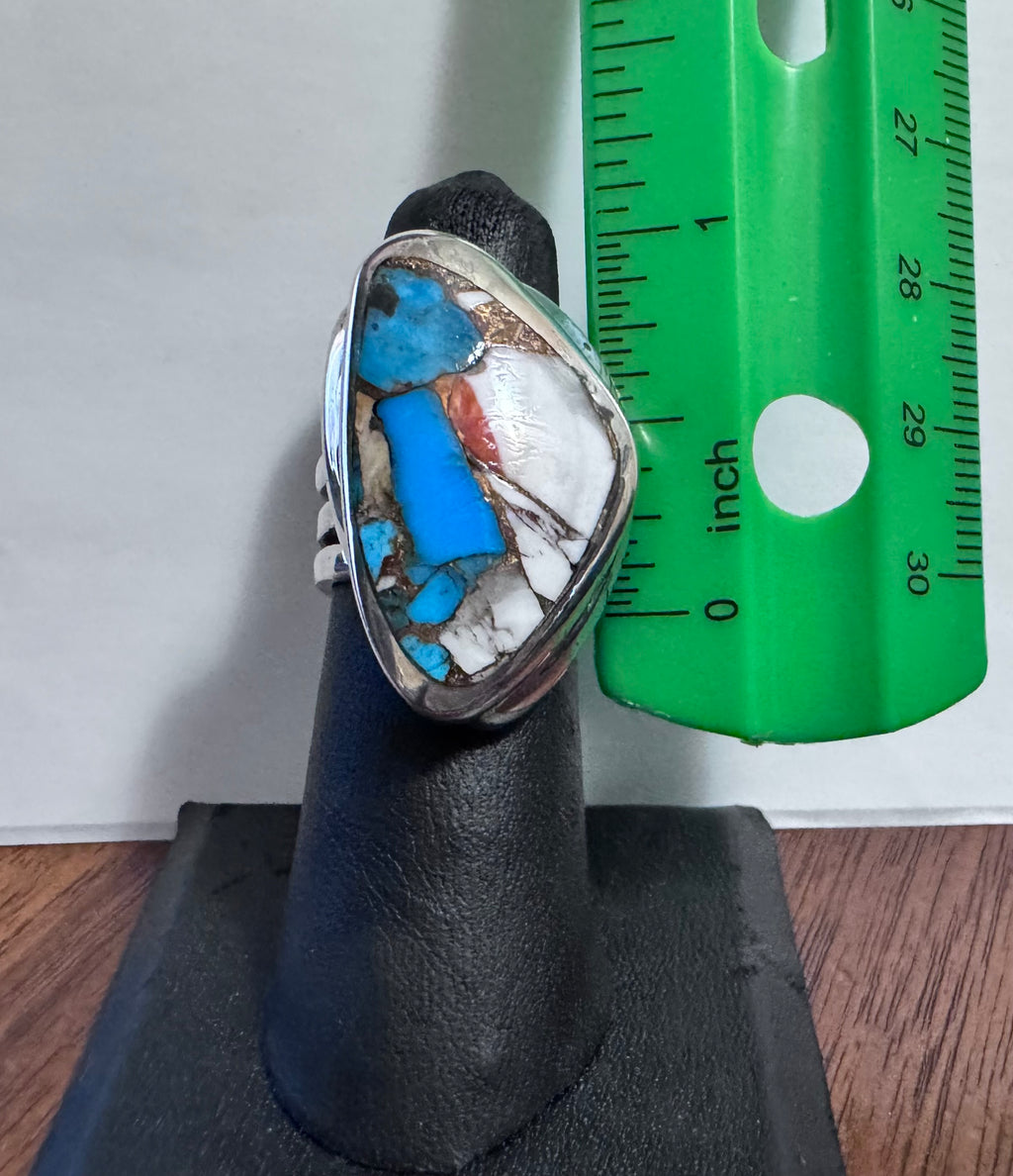 Sterling Silver Spiny Oyster Ring for Women - Blue