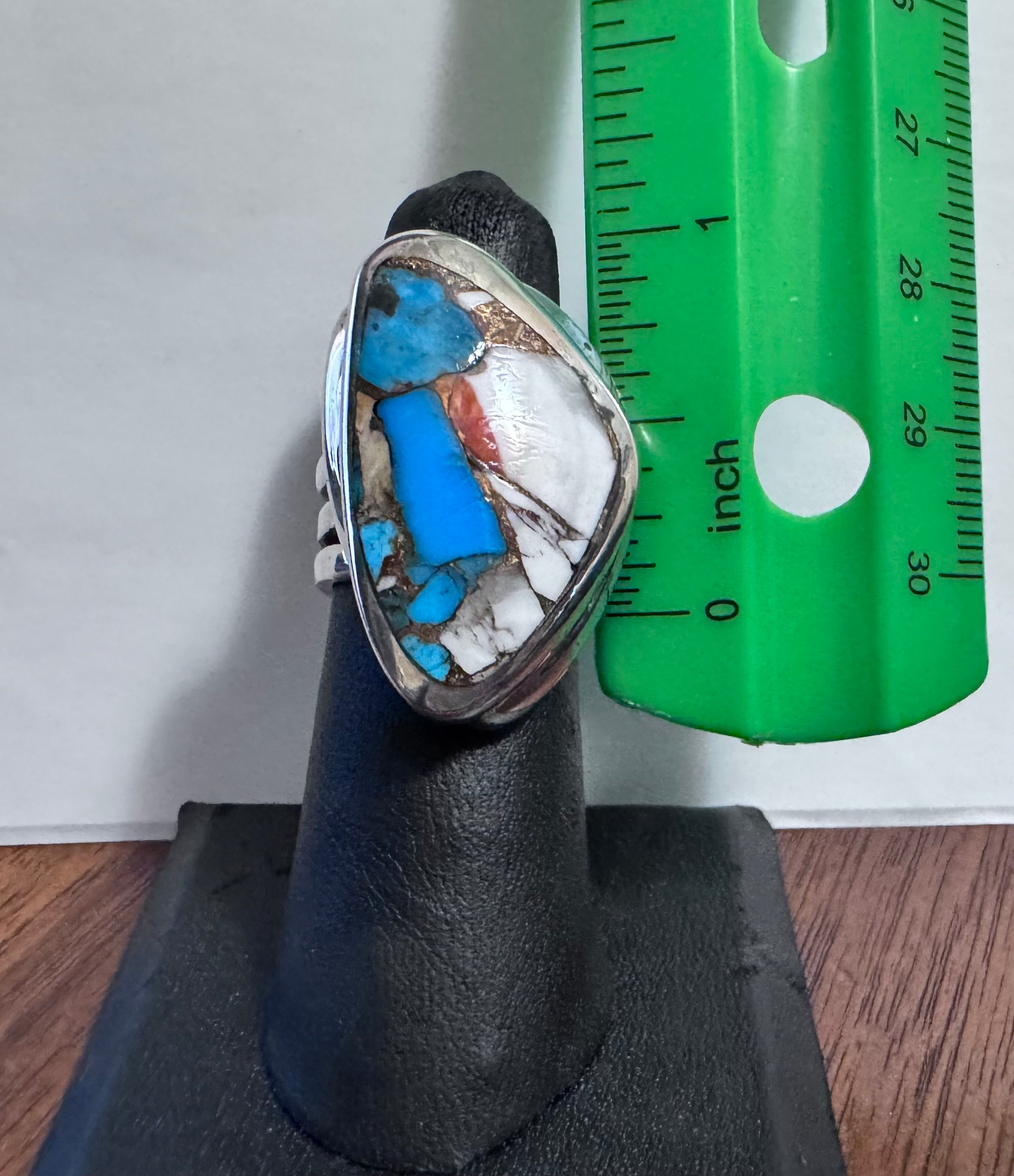 Sterling Silver Spiny Oyster Ring for Women - Blue