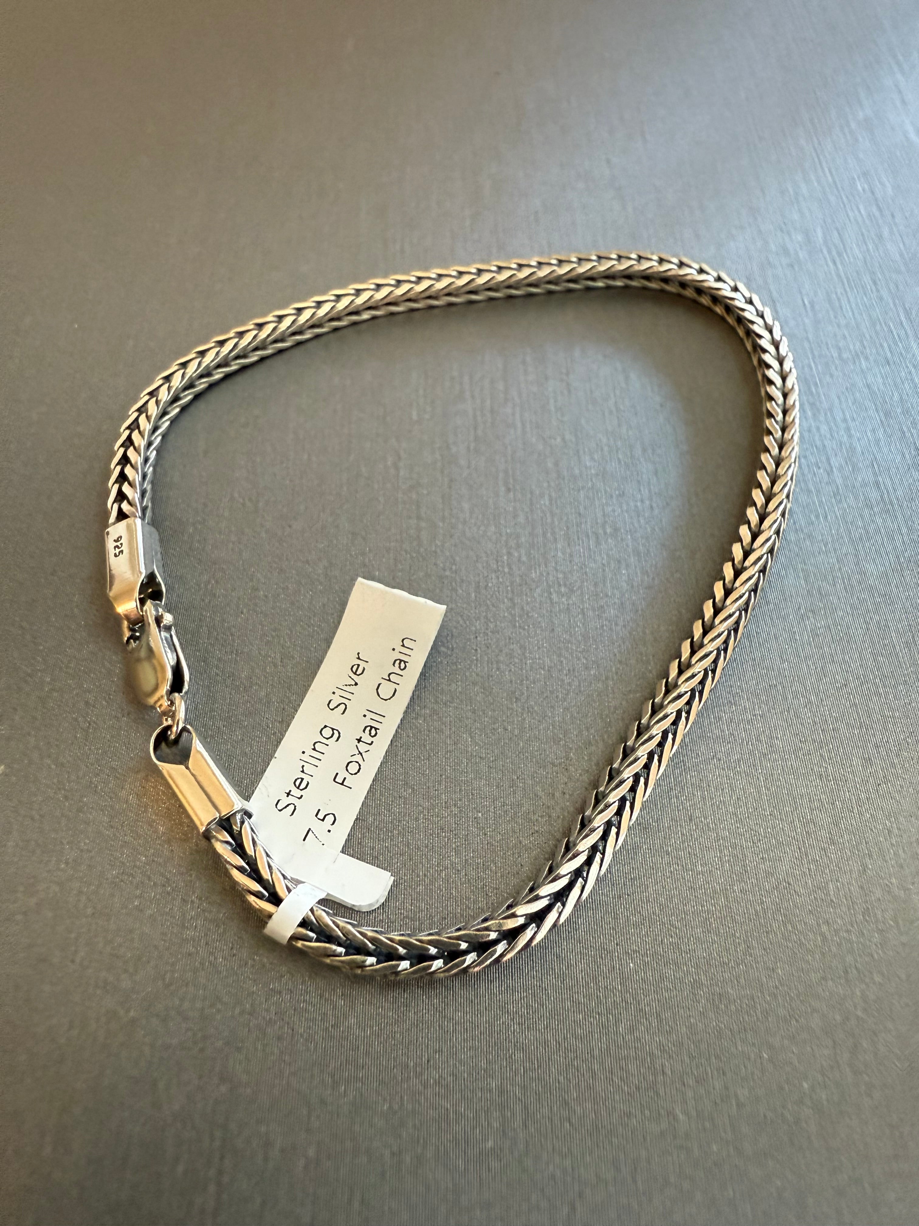 7.5-inch Sterling Silver Fox Chain Bracelet