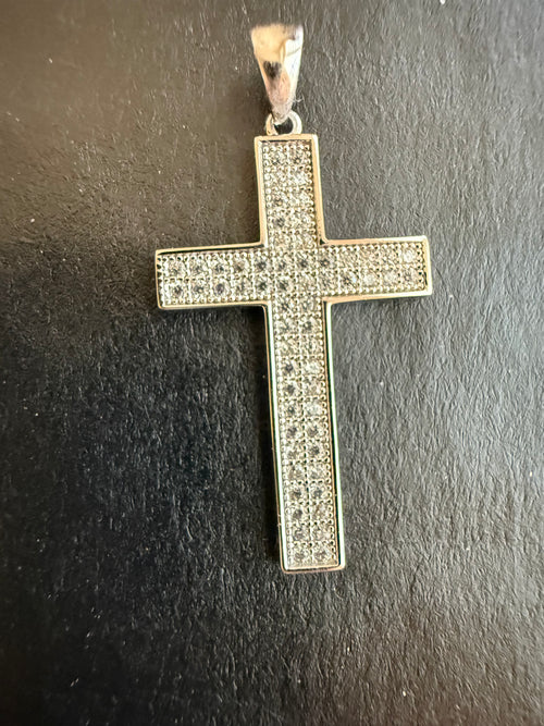 1.25" Sterling Silver CZ Cross Pendant SZP75