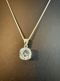 Victorian Sterling Silver CZ Pendant on 18" Sterling Silver 1mm Box Chain Necklace