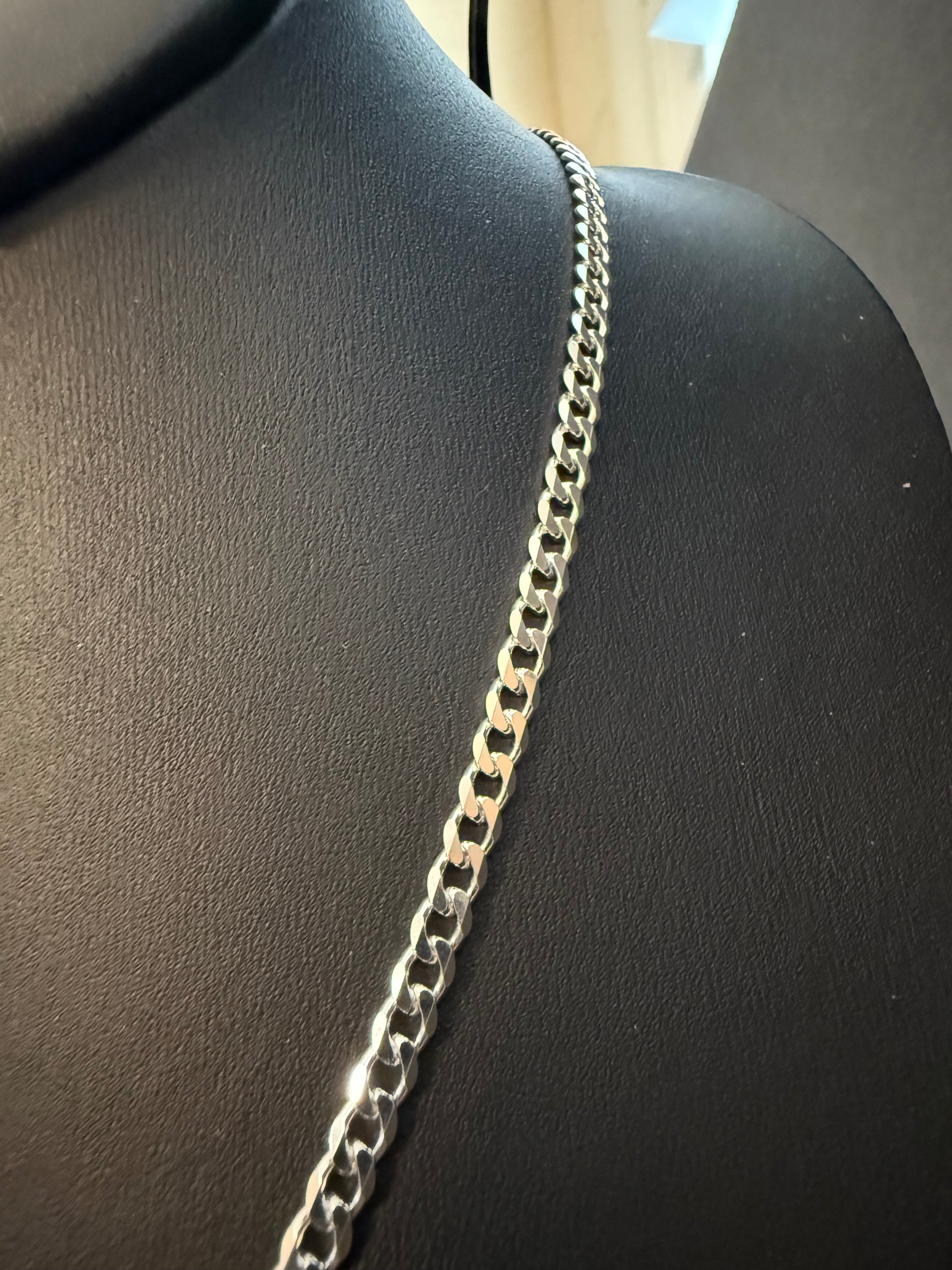 Sterling Silver 1.5" Cross Pendant on 22" Sterling Silver Curb Chain for Men