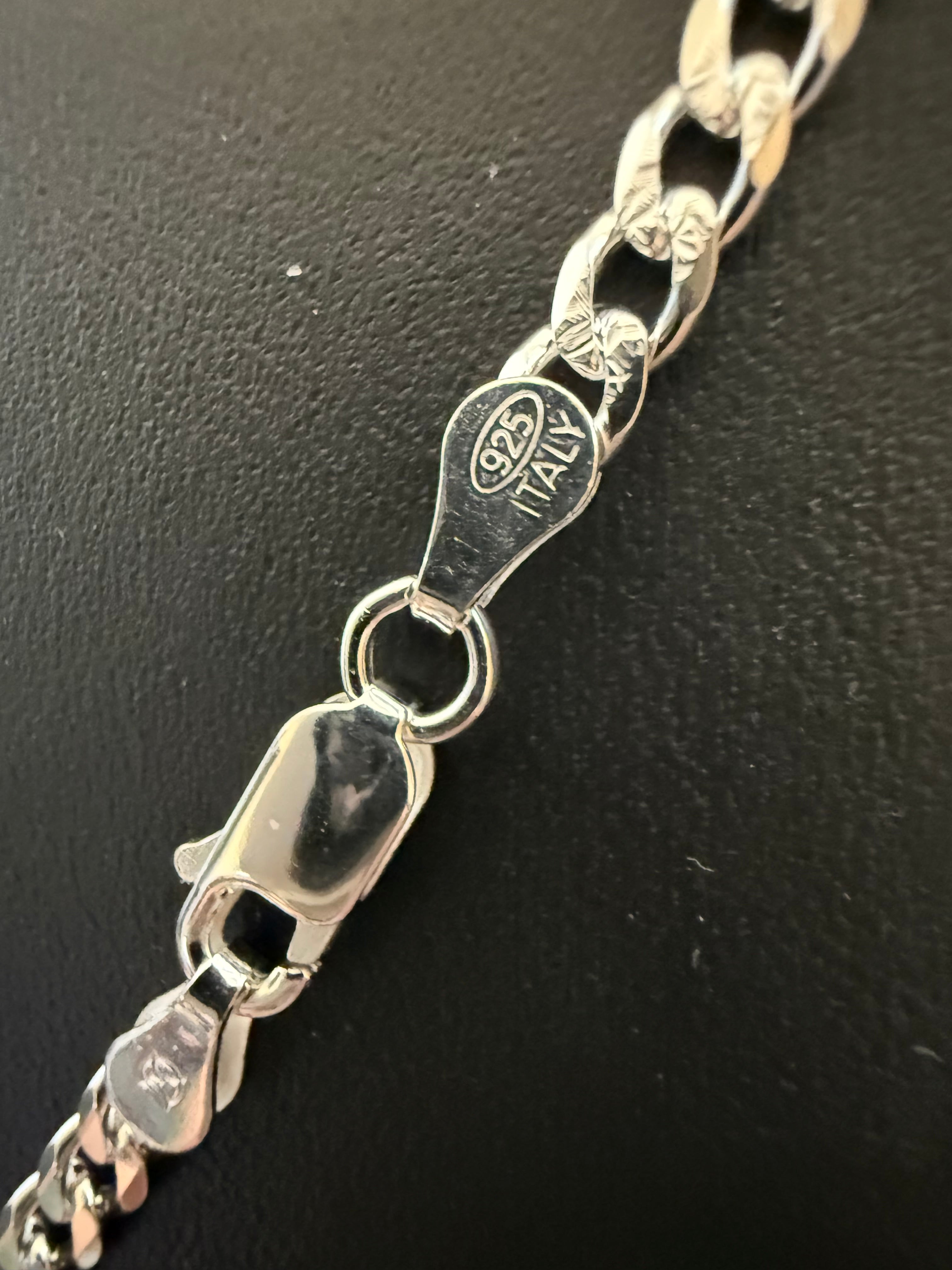 Sterling Silver 1.5" Cross Pendant on 22" Sterling Silver Curb Chain for Men