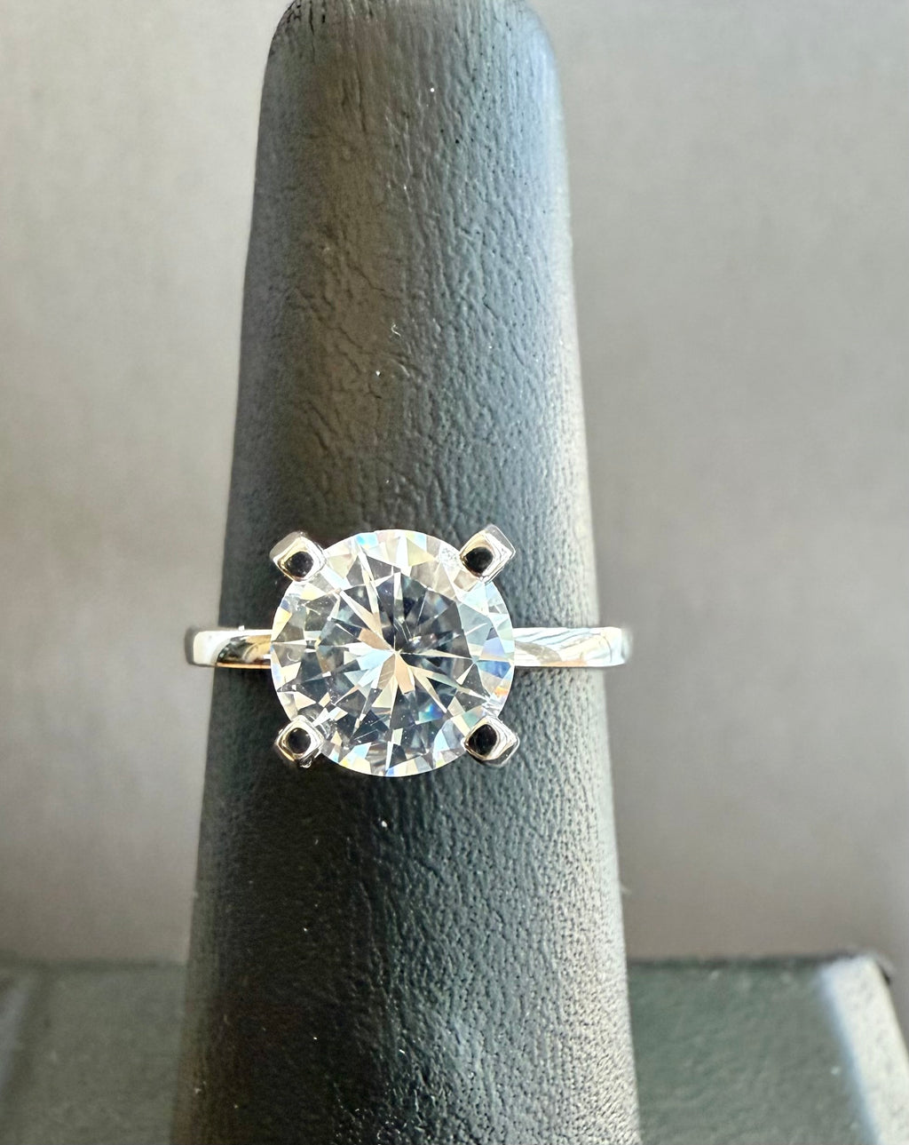 Sterling Silver 1.25 Carat CZ Solitaire Ring with Narrow Band