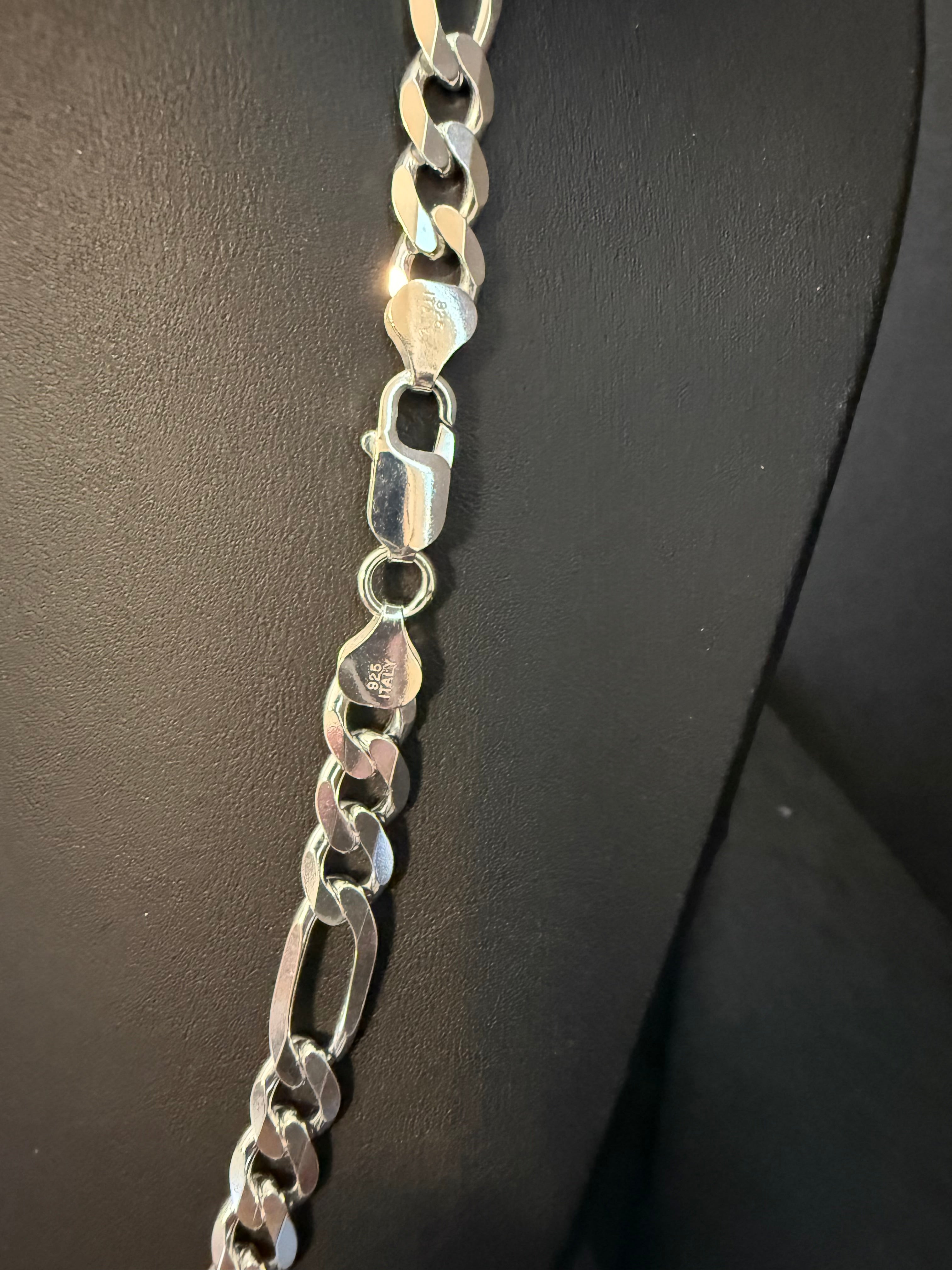 Heavyweight 20-inch Sterling Silver Figaro Chain for Men