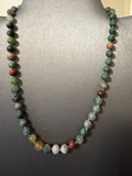 8mm Knotted Natural Green/Multi Stone Choker