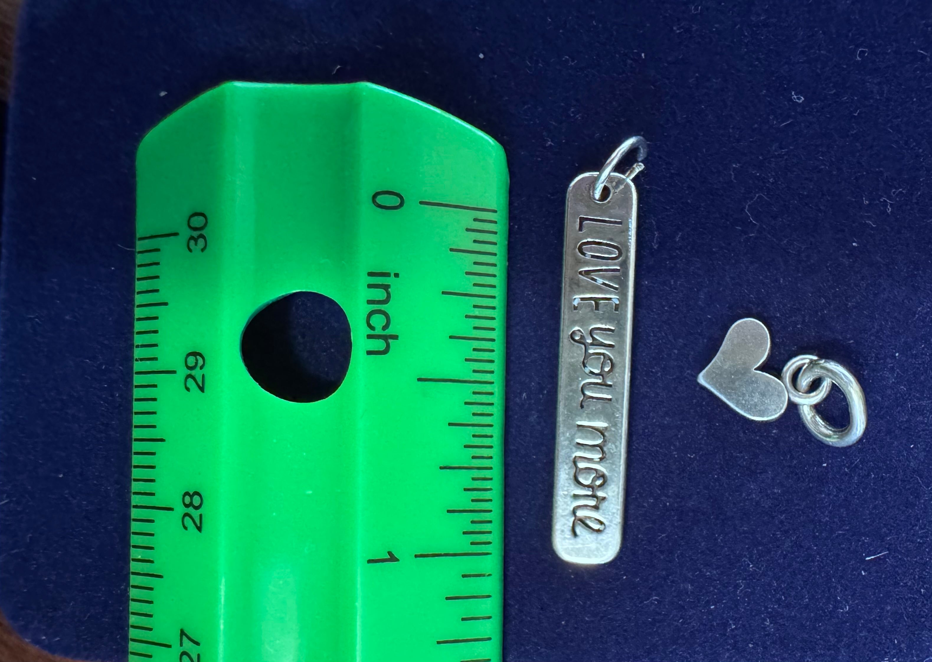 Sterling Silver "Love You More" +Heart Charm Set on 18" Sterling Silver 1mm Box Chain