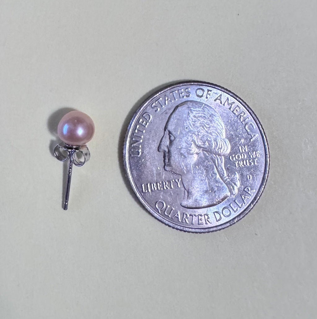 4mm Freshwater Cultured Pink Pearl Earrings with Sterling Silver Posts