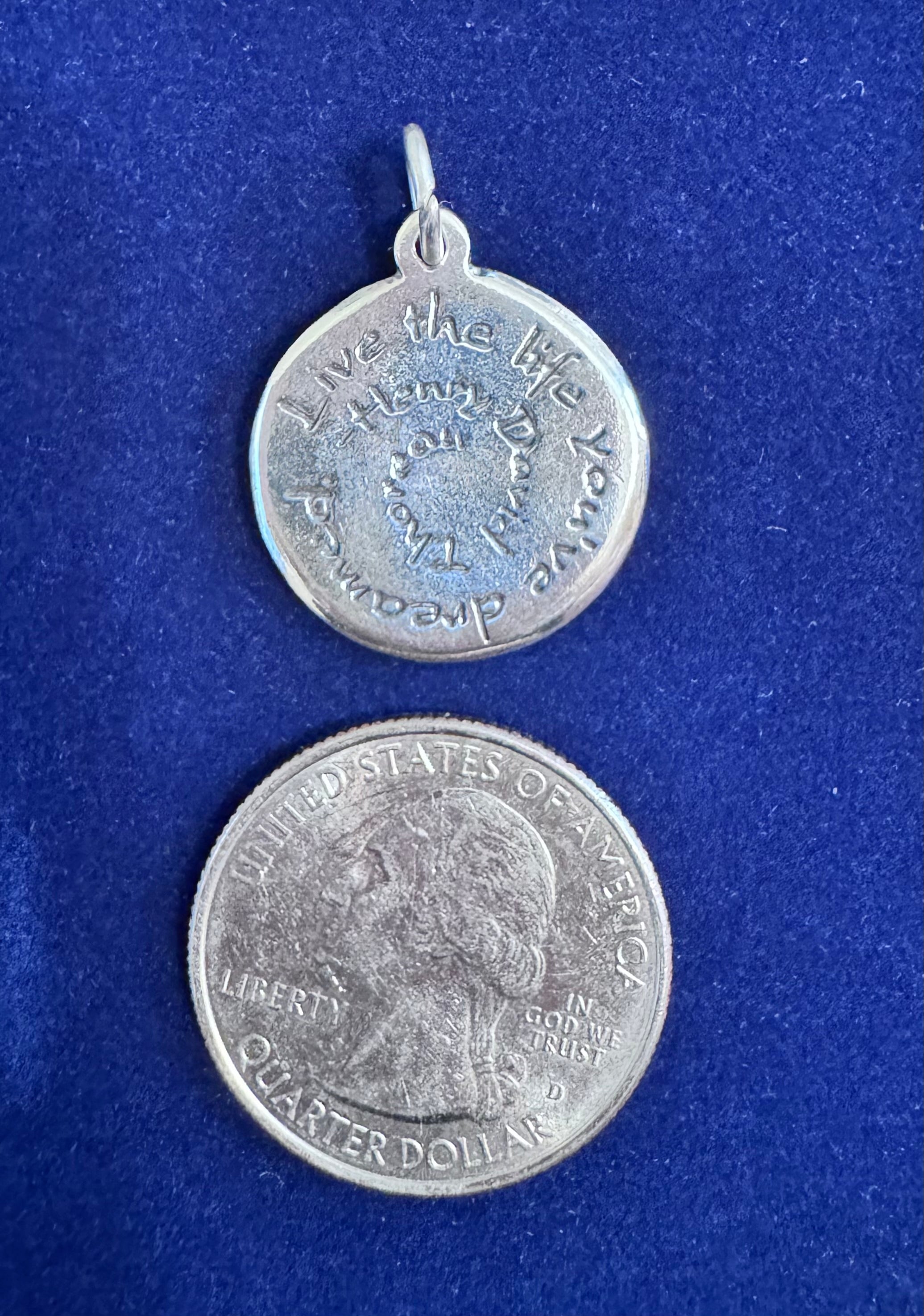 Sterling Silver "Live the Life" Pendant Necklace for Men and Women on 18-inch Sterling Silver 1mm Box Chain