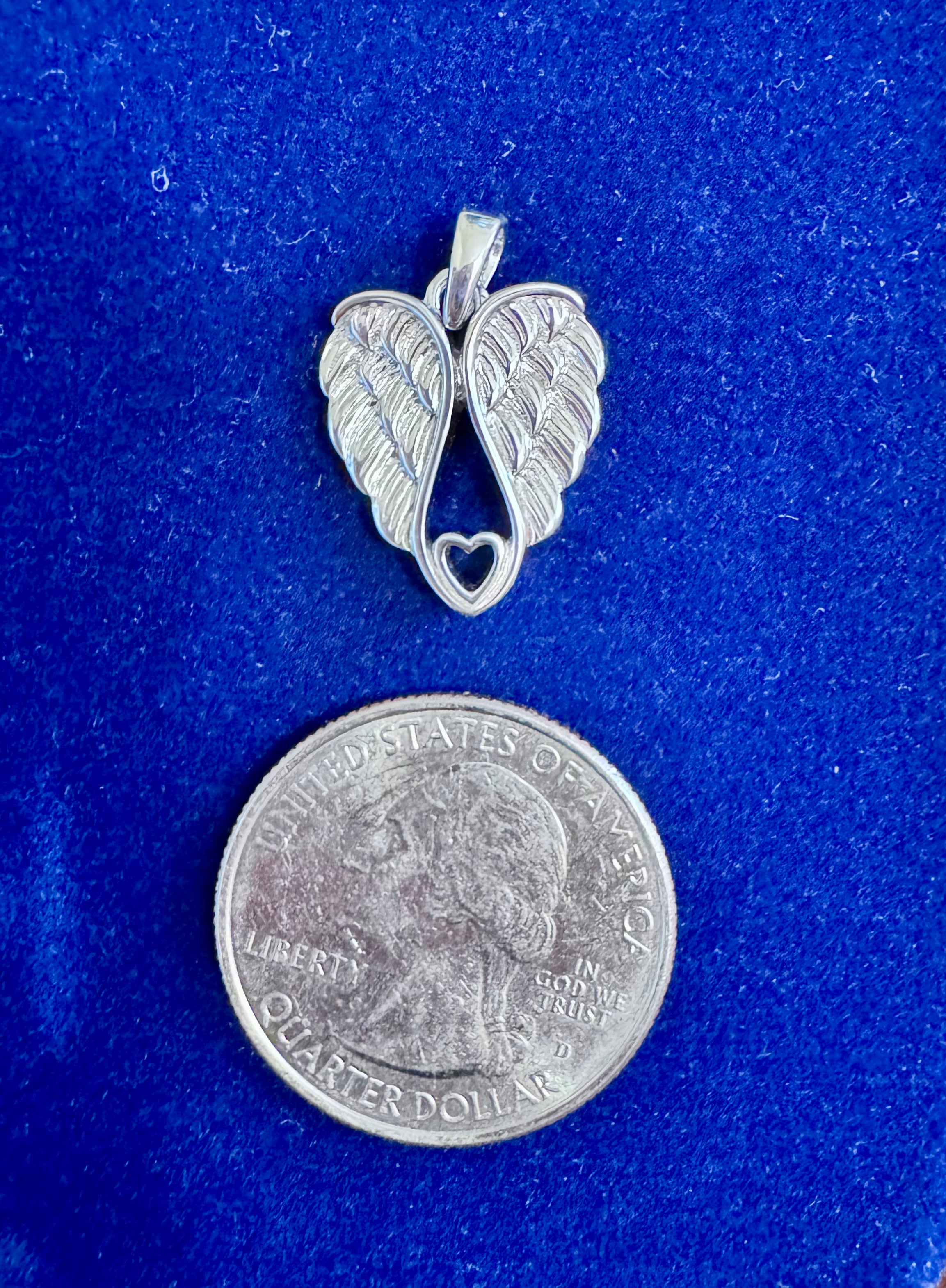 Sterling Silver Wings Pendant Necklace on 18-inch Sterling Silver 1mm Box Chain