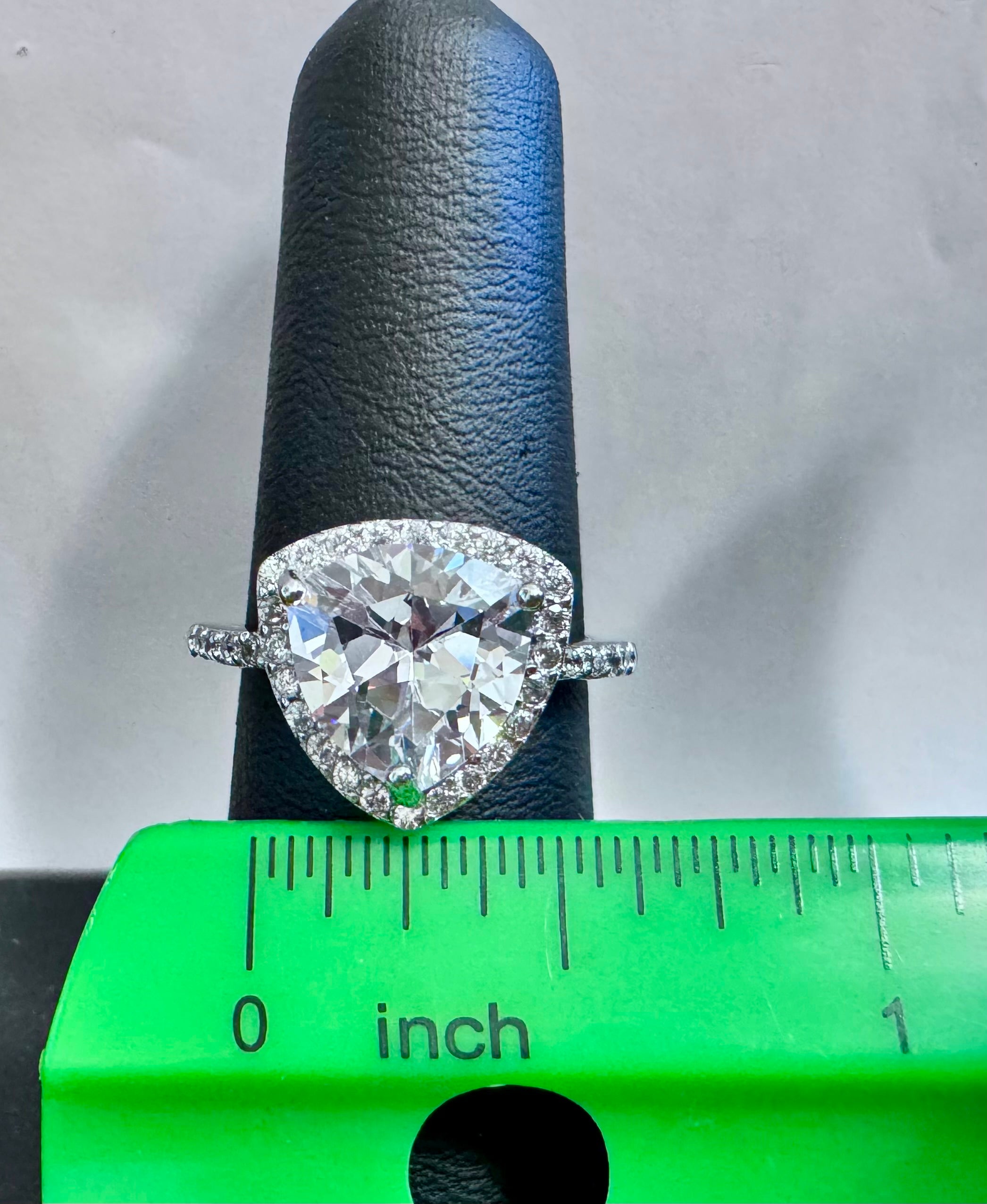 Sterling Silver Trillion Curved Halo CZ Ring