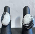 Sterling Silver Black and White Dendritic Agate Stone Ring for Women