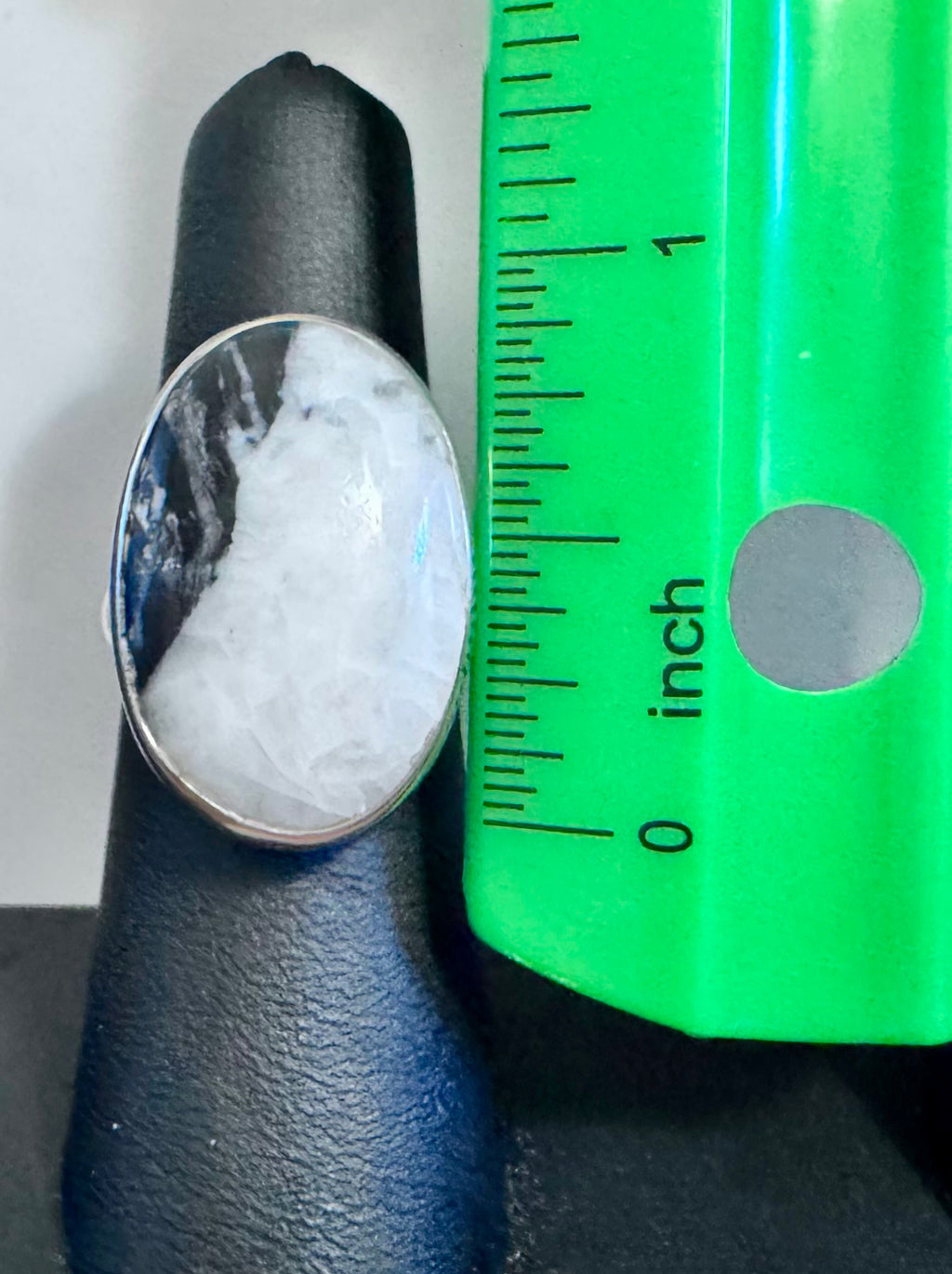 Sterling Silver Black and White Dendritic Agate Stone Ring for Women