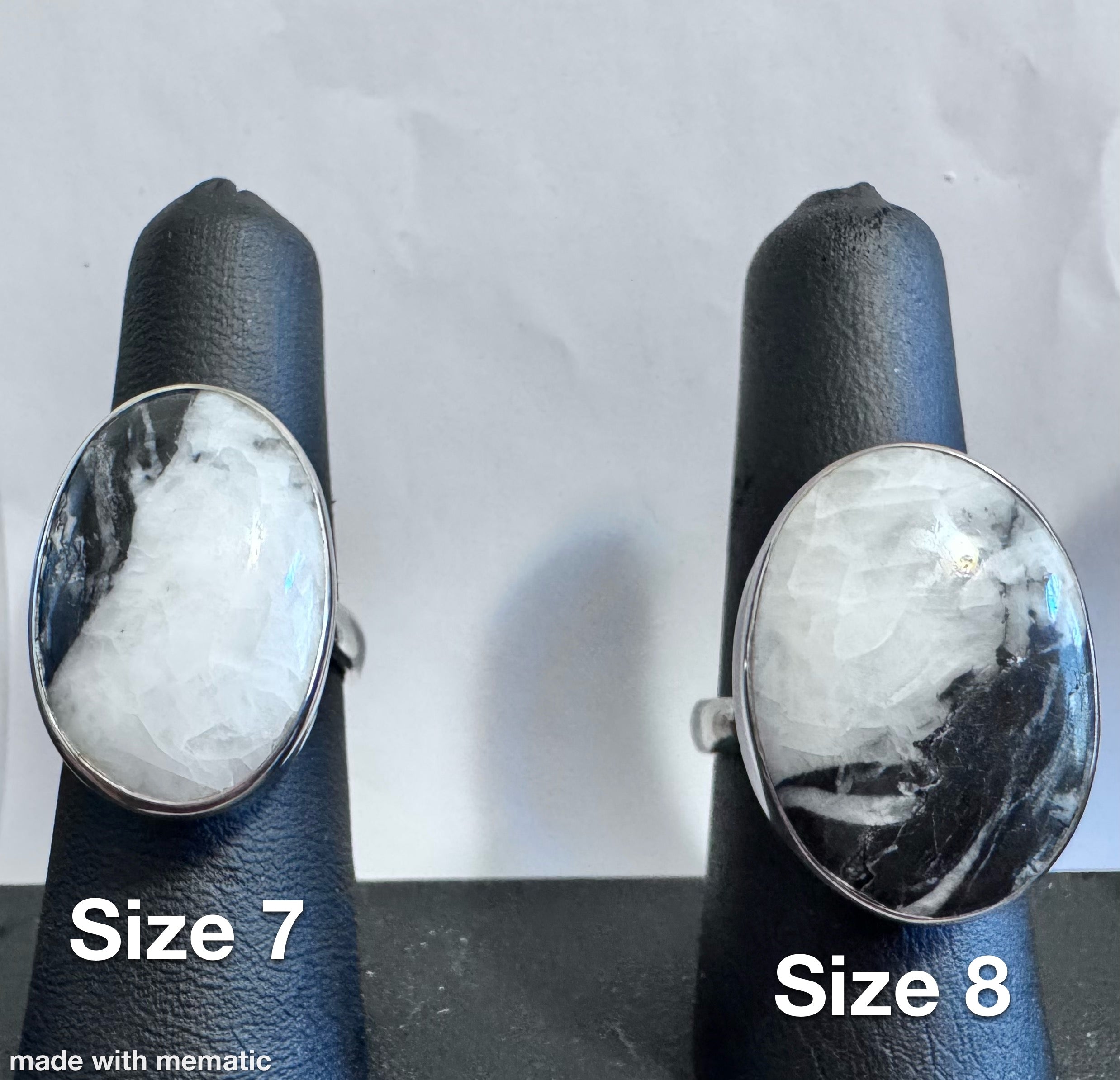 Sterling Silver Black and White Dendritic Agate Stone Ring for Women