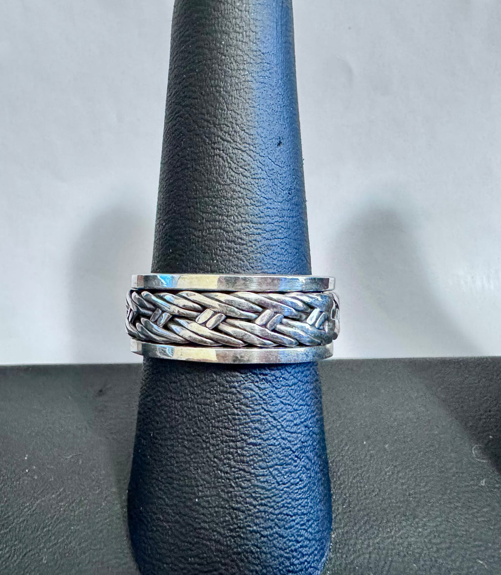 Sterling Silver Twisted Vine Spinner Ring/Worry Ring for Men