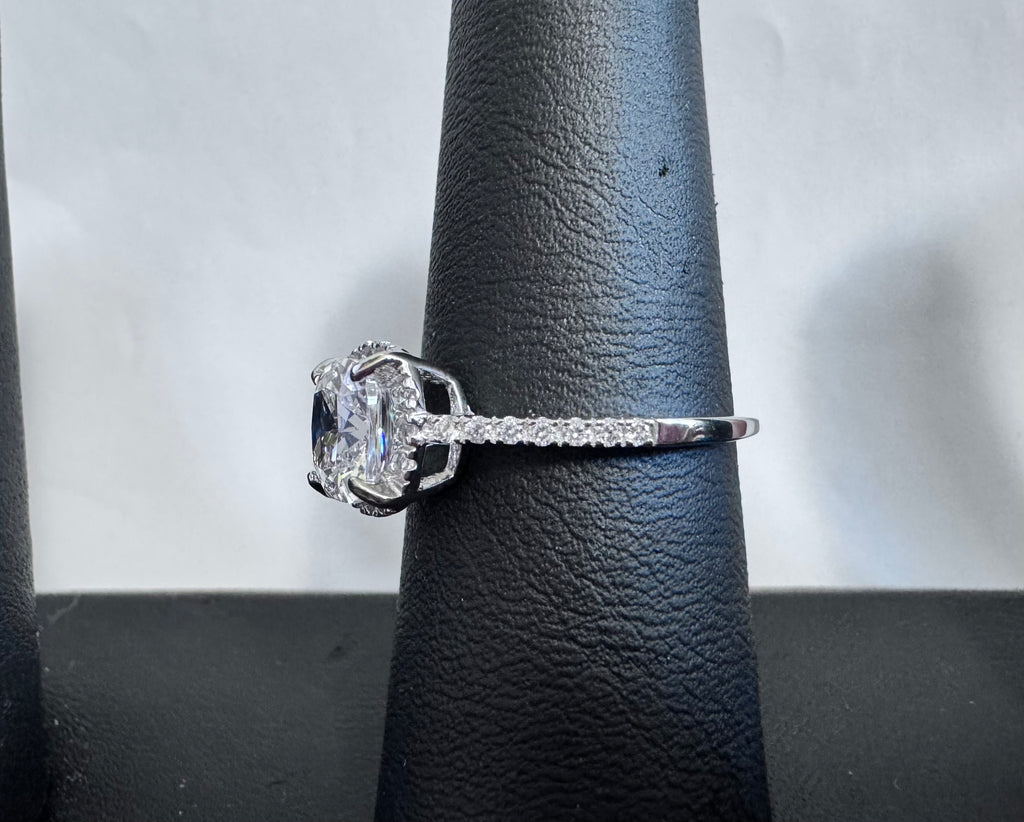 Sterling Silver Cushion Cut 1.5 Carat CZ Bridal Ring