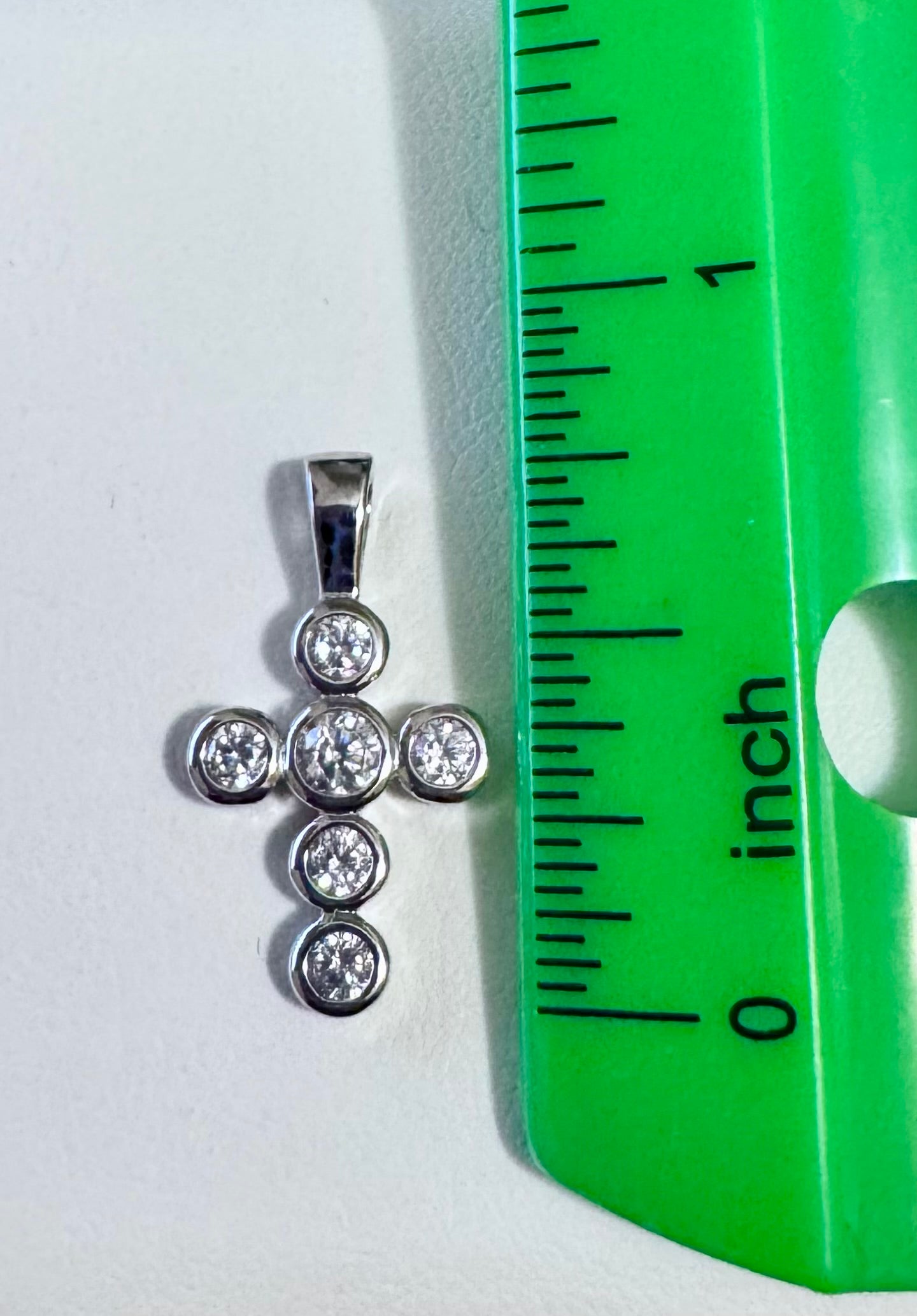 CZ Bezel Cross on a 16" or 18" 1mm Sterling Silver Box Chain with Spring Ring Clasp