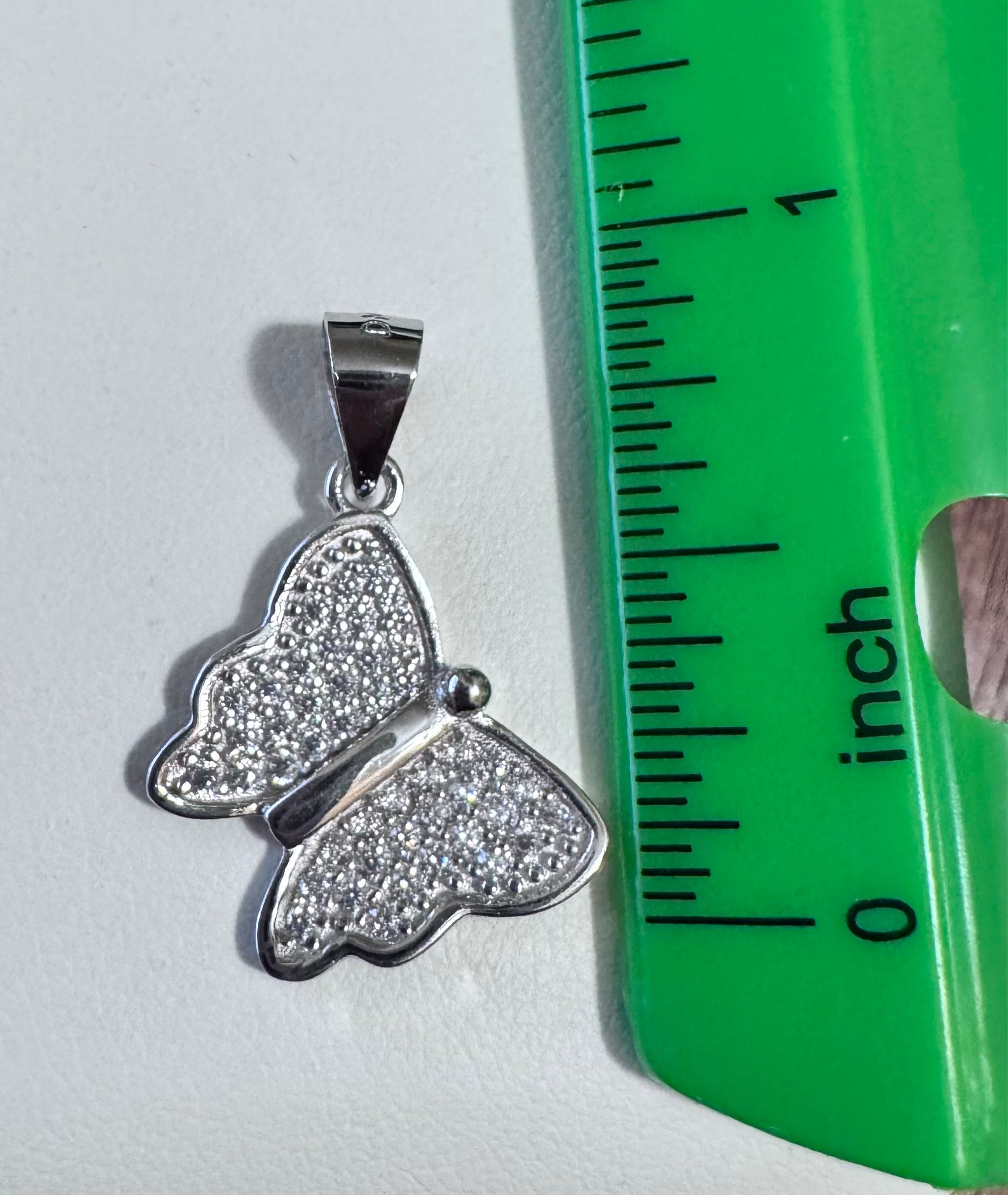CZ Butterfly on a 16" or 18" 1mm Sterling Silver Box Chain with Spring Ring Clasp