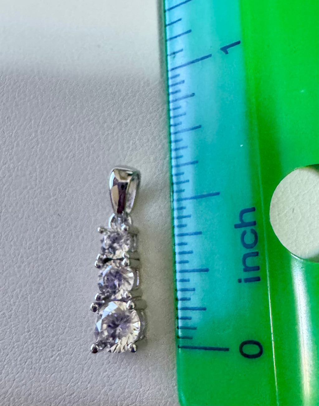 3 CZ Graduated Drop on a 16" or 18" 1mm Sterling Silver Box Chain with Spring Ring Clasp