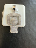 1.5-inch Sterling Silver CZ Basketball Pendant