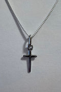 Small Sterling Silver Cross on a 16" or 18" 1mm Sterling Silver Box Chain with Spring Ring Clasp