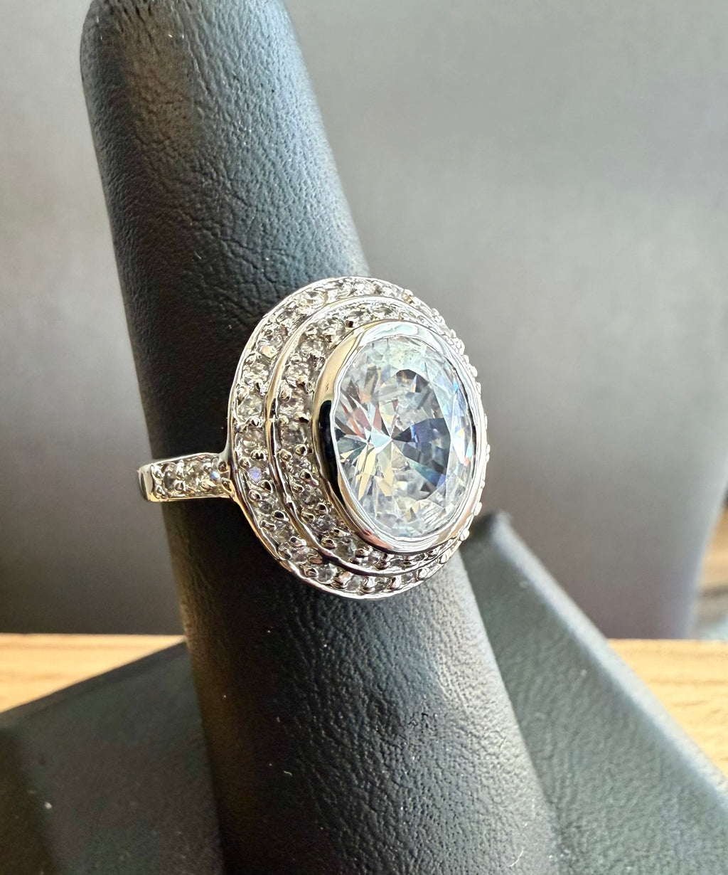 Sterling Silver Double Halo CZ Ring