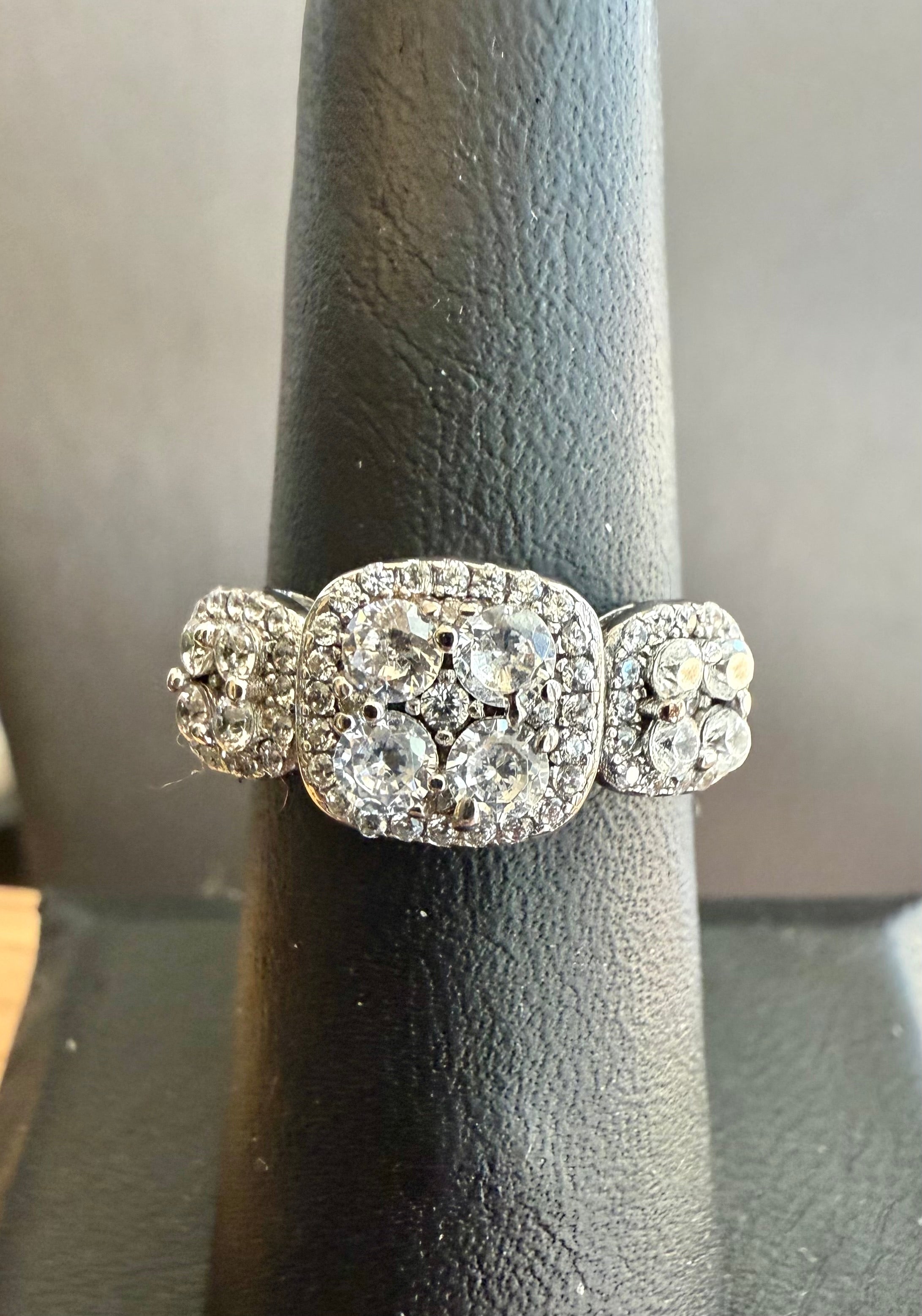 Sterling Silver Prong Cluster CZ Ring