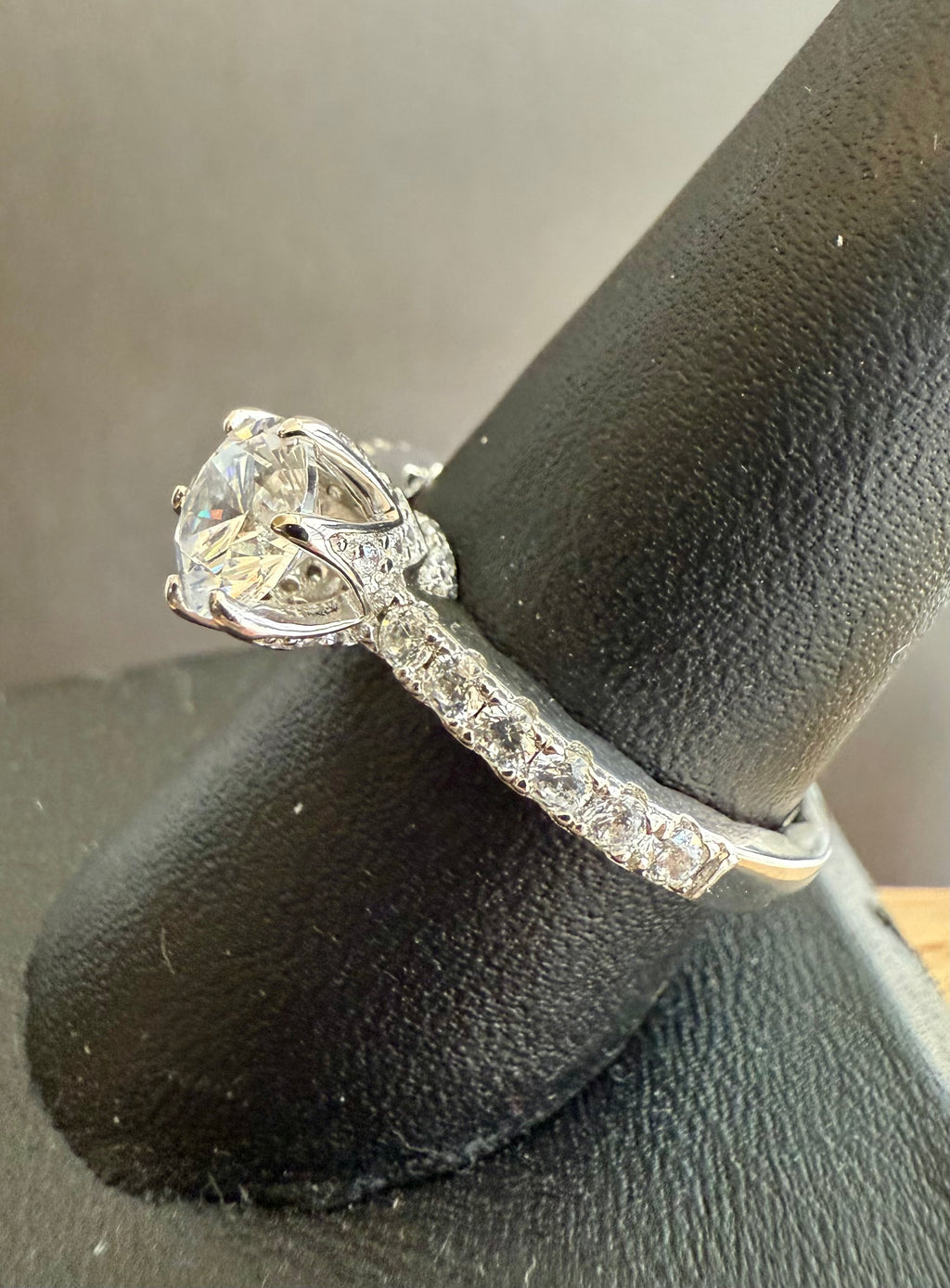 Sterling Silver Petite Shared Prong Half Coverage CZ Ring