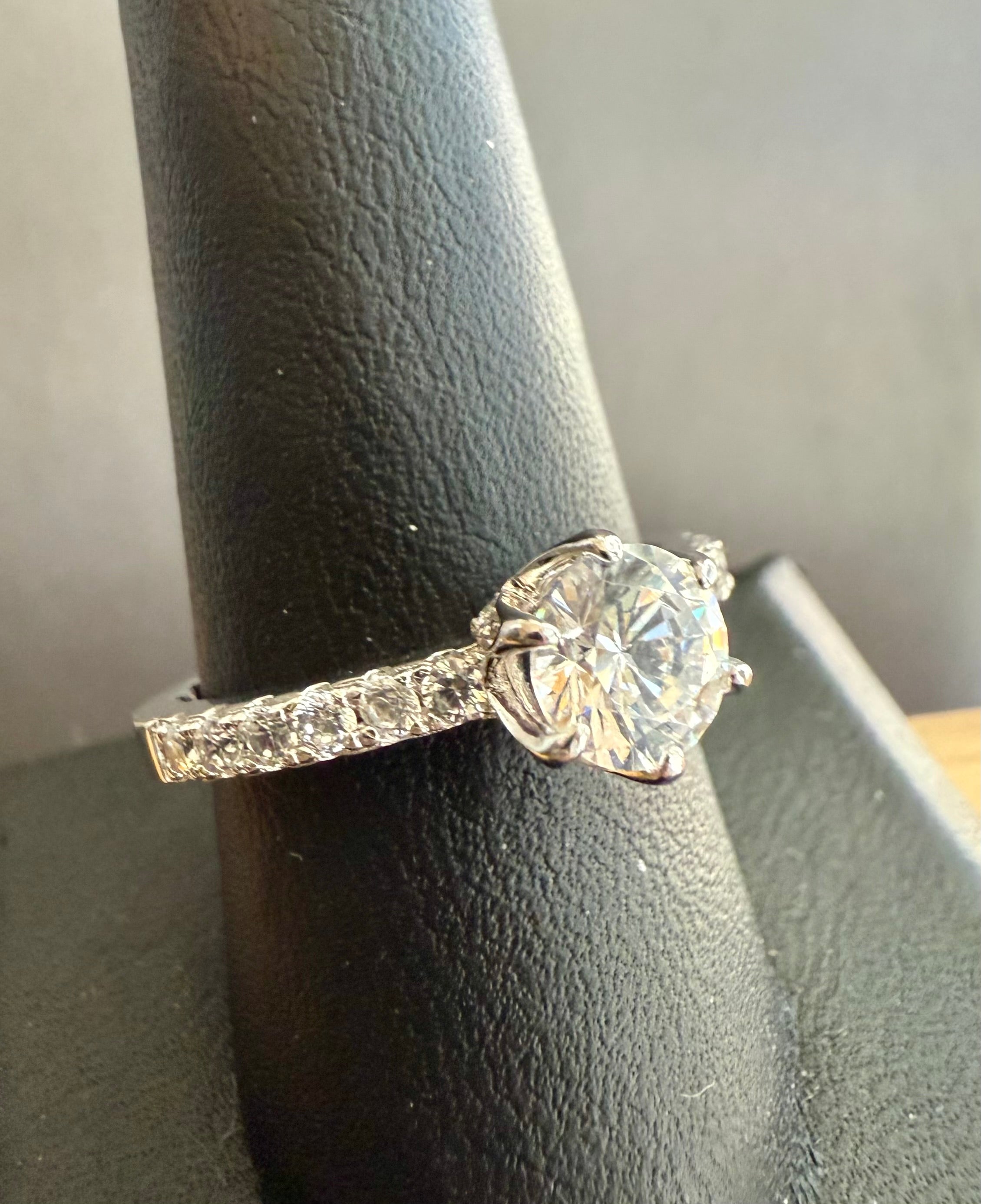 Sterling Silver Petite Shared Prong Half Coverage CZ Ring
