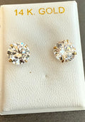 14k Gold 1 carat CZ Solitaire Earrings