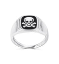 Sterling Silver Square Face Skull Ring for Men