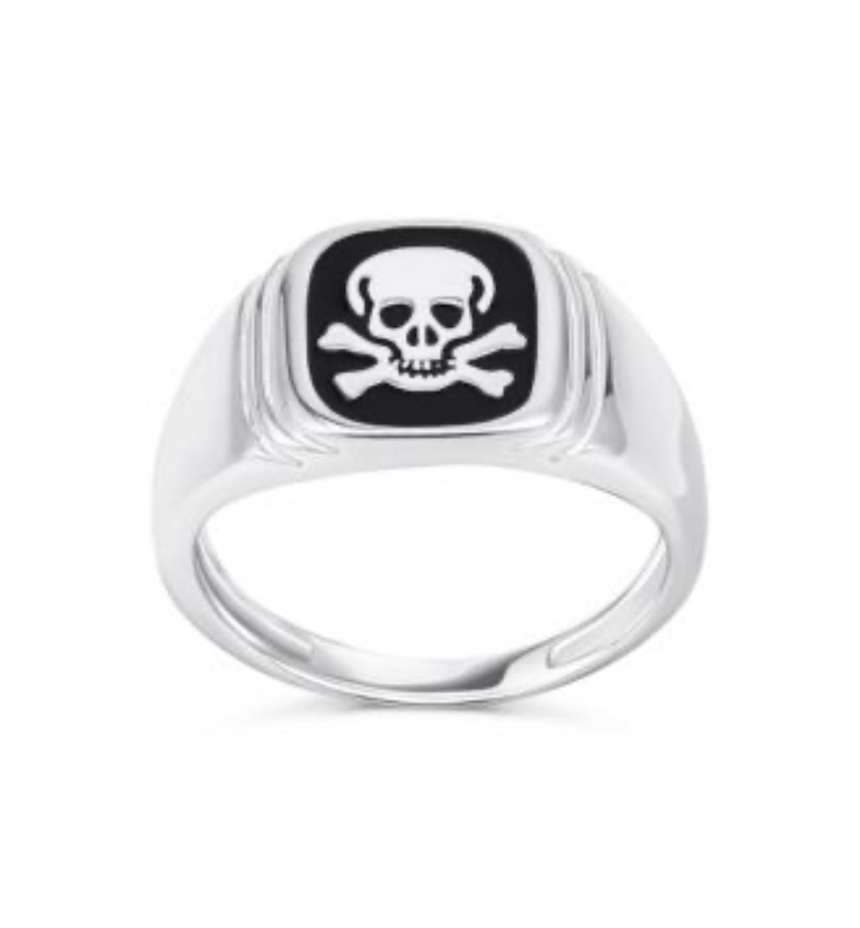 Sterling Silver Square Face Skull Ring for Men
